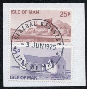 Isle of Man 25p and 5p QEII Pictorial Revenue CDS On Piece