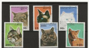 Thematic Stamps Animals. Congo Republic 1996 Cats set of 6 used