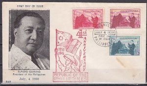 Philippines, Scott cat. 547-549. Republic Anniversary issue. First day cover. ^