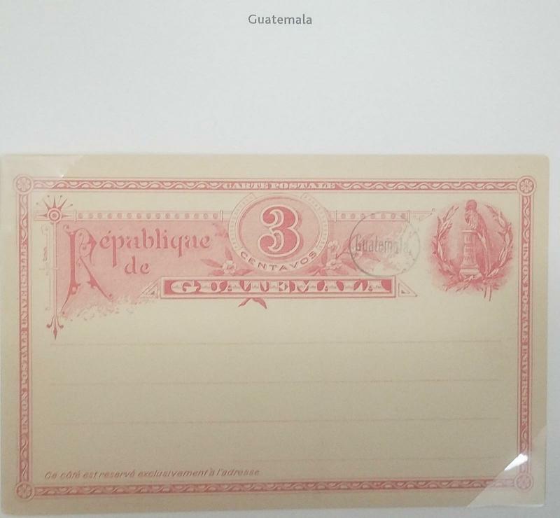 O) 1890 GUATEMALA, COAT OF ARMS - NATIONAL BIRD QUETZAL, POSTAL STATIONERY 3 CEN 