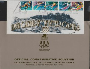 1992 Winter Olympics Sc 2611-15 2615a (5 events) USPS cachet & folder