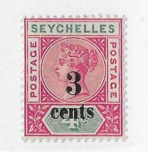 Seychelles Sc #22  3 cents overprint  with raised 's'  variety OG VF