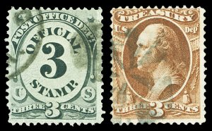 Scott O49, O74 3c Official Issues Used Fine