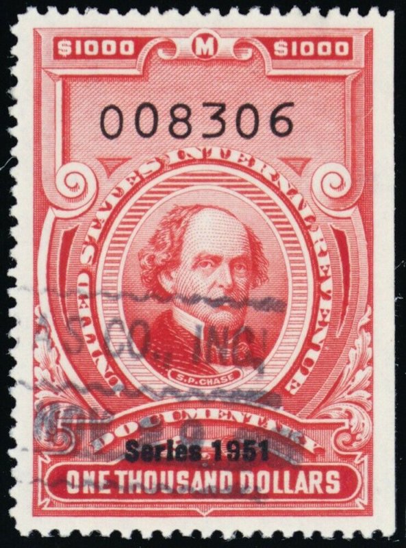 R585, Used Superb $1000 Revenue Documentary Stamp CV $150 - Stuart Katz