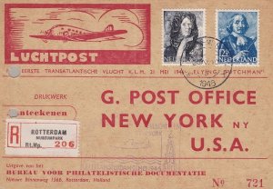 1946 NETHERLAND, NEDERLAND, FIRST OFFICIAL FLIGHT AMSTERDAM - NEW YORK