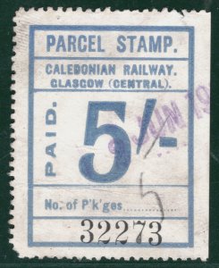 GB Scotland CALEDONIAN RAILWAY Parcel Stamp *5s* GLASGOW CENTRAL Station YOW56