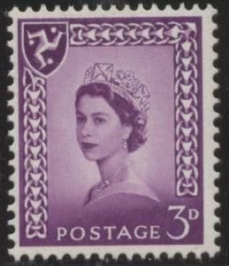 Great Britain: Isle of Man 2 (SG2a) (mnh, chalky paper) 3p Elizabeth II,  pur