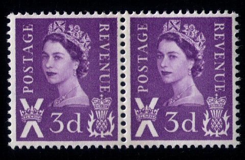 Great Britain & Scotland Scott #S1, 3d Wilding Portrait  Pair MNH,OG VF