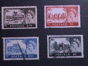 ​GREAT BRITAIN-1955 SC#309-12 QUEEN ELIZABETH II FANCY CANCY 68 YEARS OLD VF