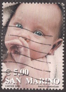 Rare : 2002 San Marino Sc #1529 - €5.00 Infant Baby Pablo Candelari. Used Cv$13