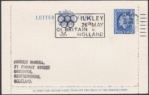 GB 1968 cover Ilkley Olympic Games Hockey slogan GB v Holland..............a2006