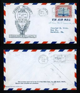 # C11 CAM # 30 First Flight cover St. Louis, MO to Evansville, IN - 12-1-1928