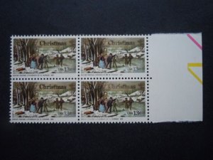 #1703 13c Christmas Scene EFO Ink Error Block  MNH OG VF