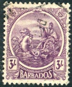 BARBADOS-1921-24 3/- Deep Violet.  A fine used example Sg 228