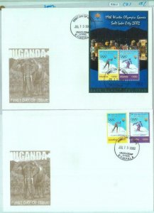 83817 - UGANDA - 2 FDC Letter 2002 OLYMPIC Winter Games Nordic + Ski Jumping-