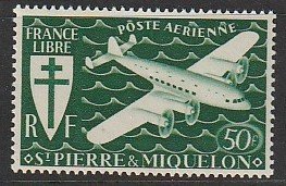 1942 St. Pierre and Miquelon - Sc C6 - MH VF - 1 single - Cross of Lorraine