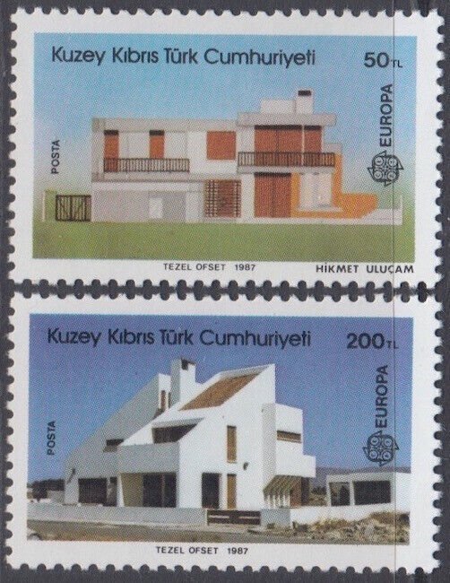 TURKEY CYPRUS Sc #204-5 CPL MNH SET of 2 - EUROPA 1987,  ARCHITECTURE