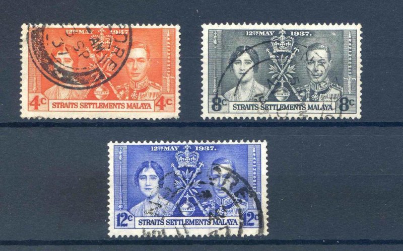 Straights Settlements 1937 Coronation set SG275/77 Fine Used 