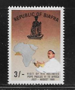 BIAFRA 30a  MNH POPE PAUL, BROWN BACKGROUND ISSUE