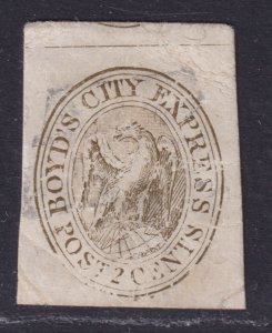 20L5 Boyd's City Express on Piece, Light Handstamp, XF, Sound. CV $600.00.