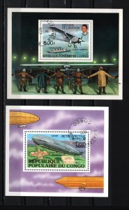 CONGO 1977 AVIATION SET OF 2 S/S CTO