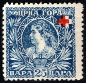 1918 Montenegro 25 Paras Queen Milena Red Cross Semi Postal Unused