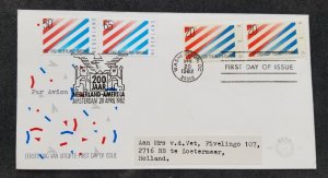 USA US Netherlands Joint Issue 200 Years Diplomatic Relations 1982 FDC *dual PMK