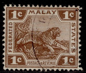 MALAYSIA - Federated Malay EDVII SG30, 1c deep brown, FINE USED.