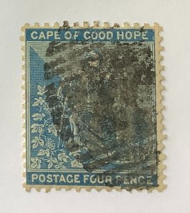 Cape of Good Hope 1865 Scott 17 used - 4p, Allegory of Hope