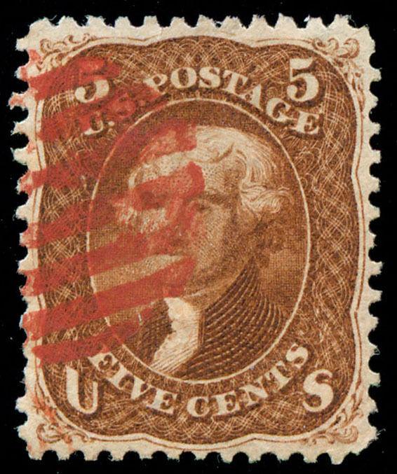 US Stamps #75 Red Grid Used VF App.