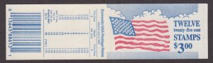 1988 booklet BK161 U. S. Flag 25¢ (2 Sc 2285Ac panes) MNH complete