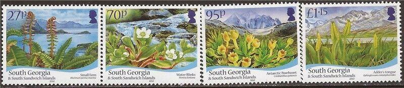 South Georgia - 2010 Flora - 4 Stamp Set - Scott #412-15 - 19C-006