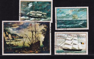 SA09 Sealand 1970 selection of used stamps Ships, Cinderella