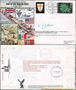 JS45/7c 50th Ann War II End of War in ITALY Signed by Maj Gen Sir G Burns (B)