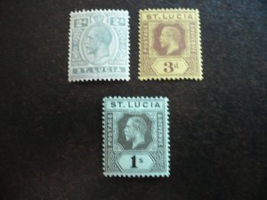 Stamps - St. Lucia - Scott# 66,68,70 - Mint Hinged Part Set of 3 Stamps