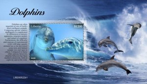 Liberia - 2020 Bottlenose Dolphins - Stamp Souvenir Sheet - LIB200522b1