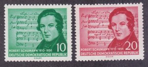 Germany DDR 295-96 MNH 1956 Robert Schumann Composer - Music by Schubert Set VF