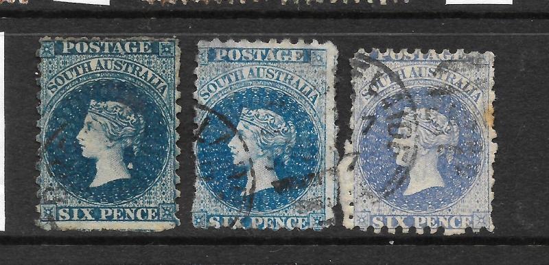 SOUTH AUSTRALIA 1876-00  6d     QV    FU  3 SHADES  SG 139/40/41