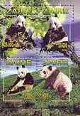 Zaire 1996 Pandas perf sheetlet containing set of 4 value...