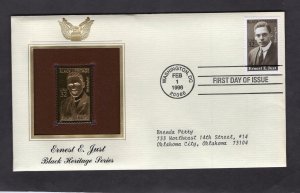 3958 Ernest E. Just, FDC PCS Gold Replica addressed