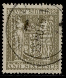 NEW ZEALAND GVI SG F198, 7s 6d olive-grey, FINE USED. Cat £100.