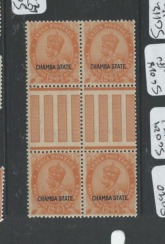 INDIA CHAMBA (P0804B) KGV 2A 6P SG 69 GUTTER BL OF 4  MNH