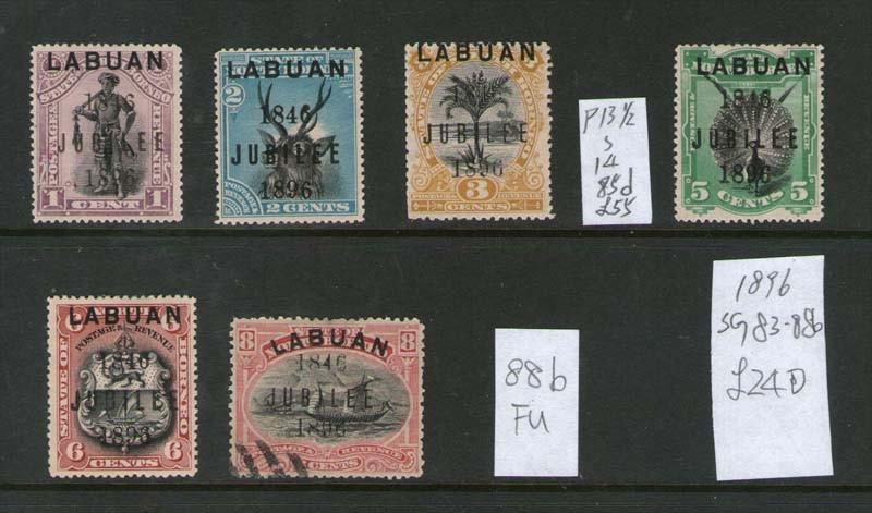 Malaya S. Setts. Labuan 1896 SG 83-88b set of 6 MH (except 88b FU)