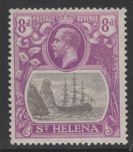 ST.HELENA SG105a 1923 8d GREY & BRIGHT VIOLET BROKEN MAINMAST MTD MINT