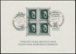 GERMANY 1937 Hitler 6pf M/sheets set of 4. CTO. SG MS635-38 cat £243+.