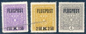 Austria 1918 Airmail Wappen Arms Overprint Set Mi225II-227II MNH 110480