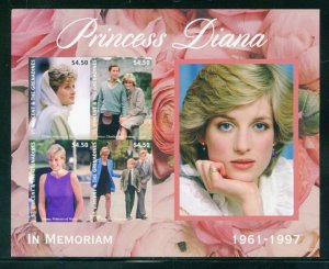 NEVER OFFERED ST. VINCENT GREN. 2022 IN MEMORIAM DIANA IMPERF SHEET MINT NH