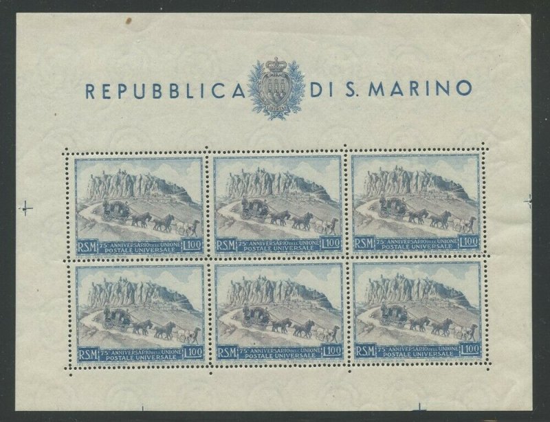 San Marino 1949 UPU 75th Anniversary S/S Sc# 304 mint