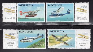 St. Lucia 2003 Set of 4 Airplanes, Scott 1178-1181 MNH, value = $10.00