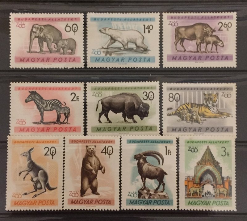 Hungary 1961 #1346-55, Budapest Zoo, MNH.